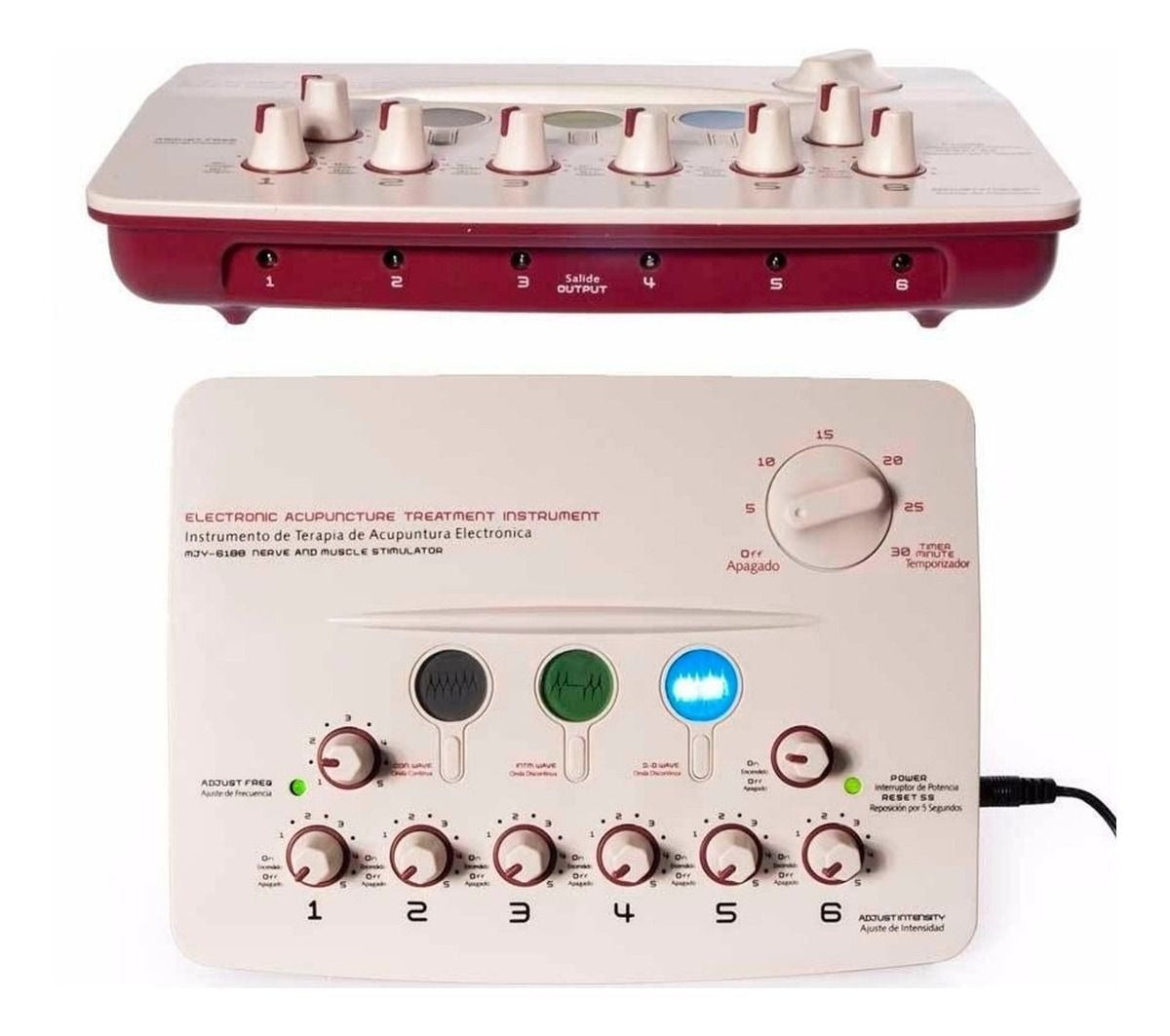 Electroestimulador de Gimnasia y Acupuntura | 6 Canales + 12 Electrodos