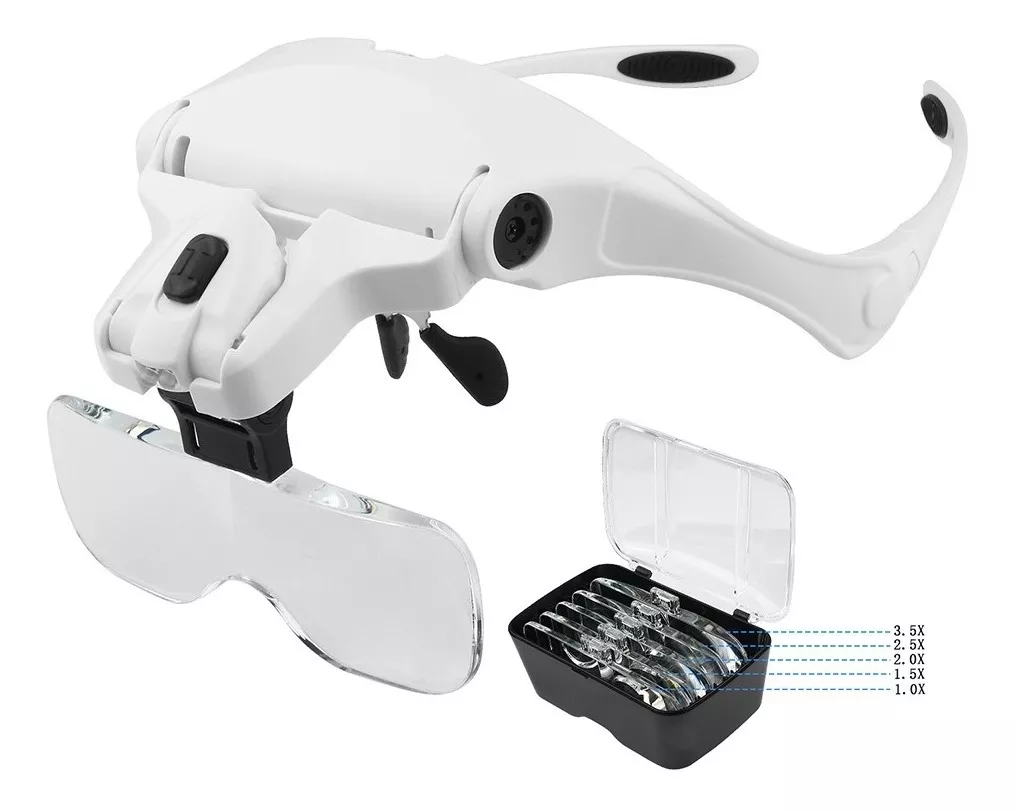 Lámpara Visera con Luz LED y 5 Lupas de Aumento
