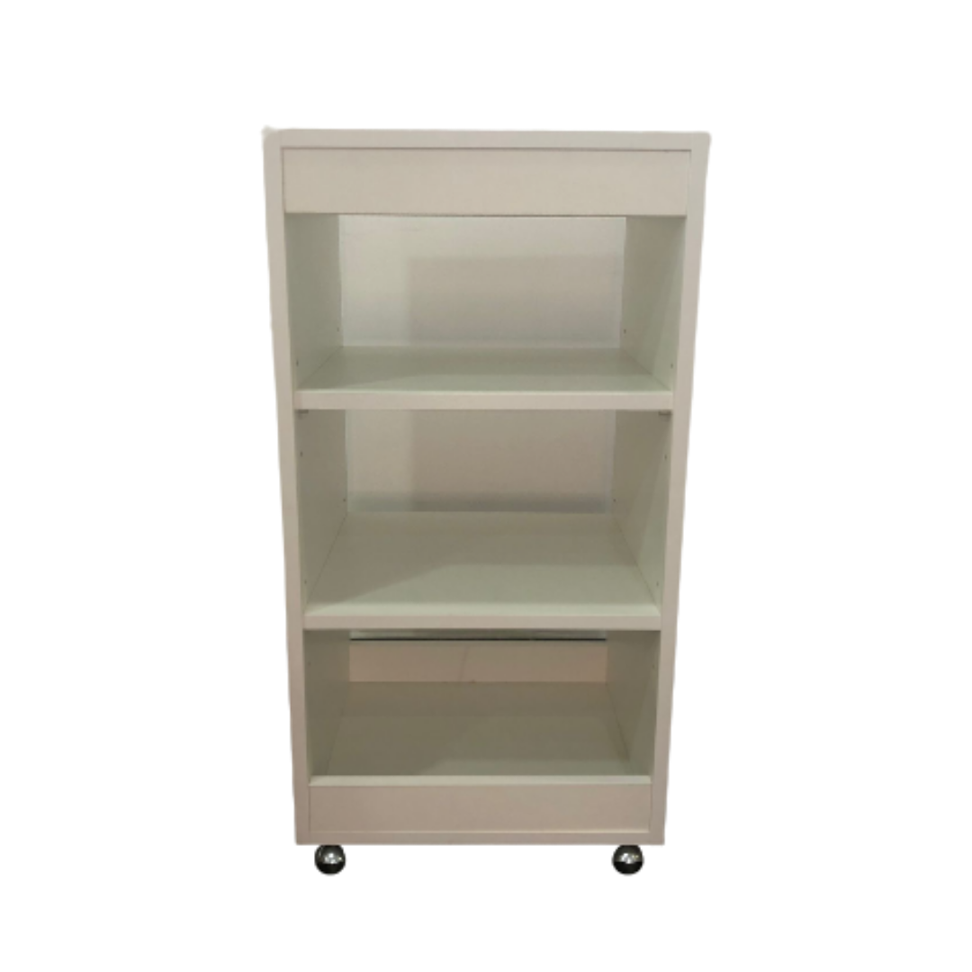 Mesa Auxiliar Blanca con Estantes