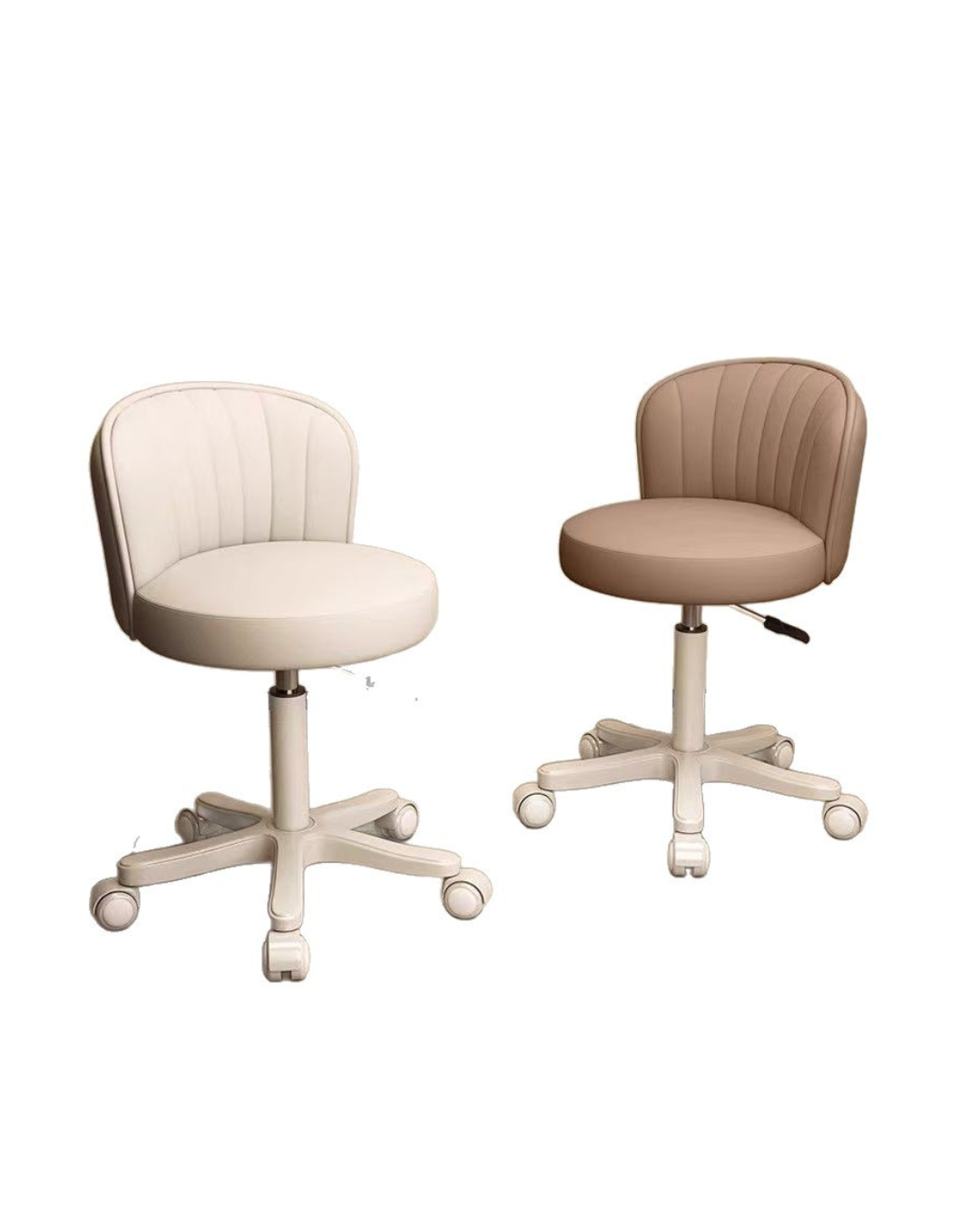 Silla estetica giratoria con respaldo y ruedas regulable