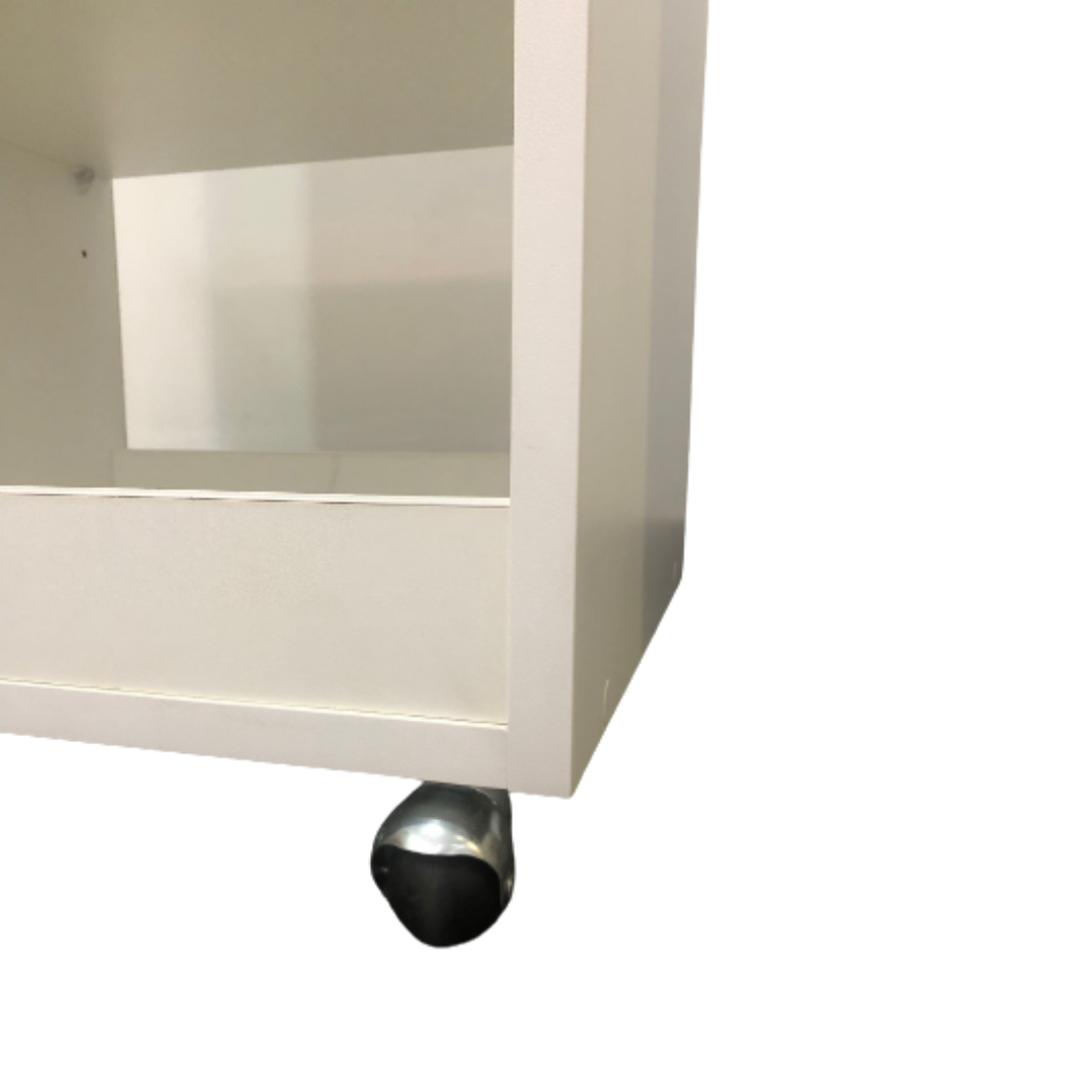 Mesa Auxiliar Blanca con Estantes