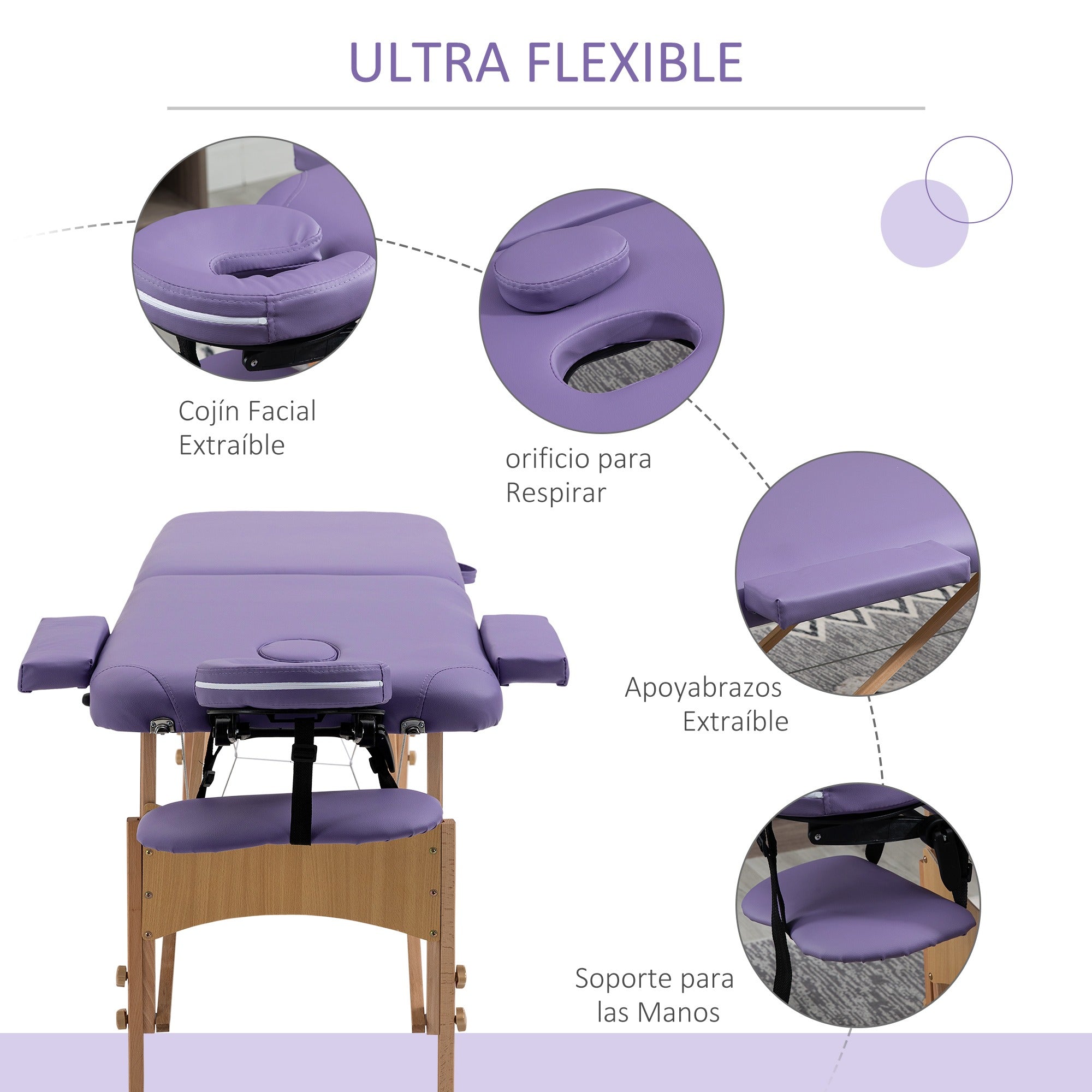 Camilla para Masajes de Madera Reforzada | Profesional con Accesorios