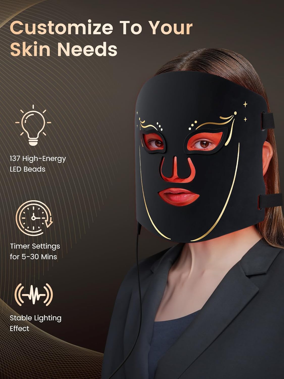 Máscara Facial Led Fototerapia 7 Colores Inalambrica