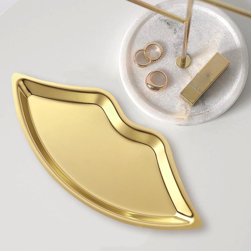 Bandeja Decorativa con Forma de Labio – Acero Pulido