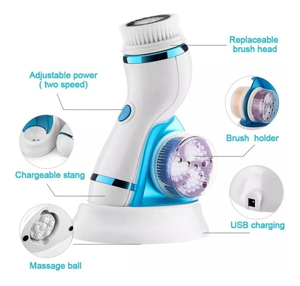 Masajeador Limpiador Facial 4 en 1