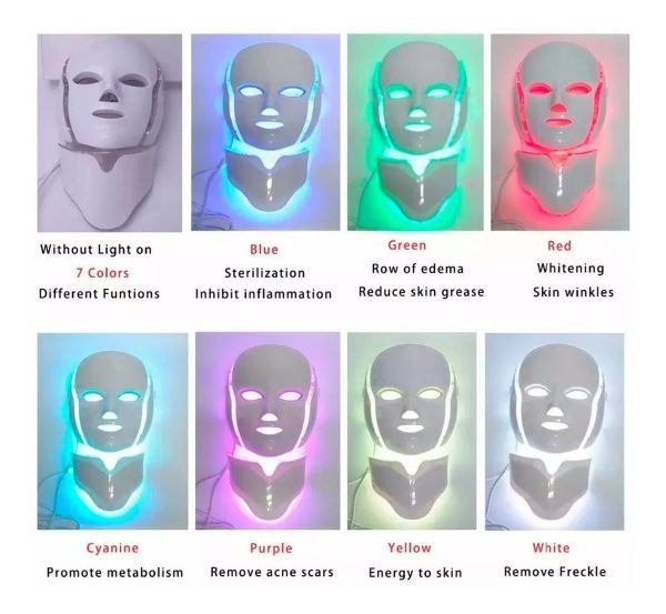 Máscara LED Facial 7 Colores con Cuello