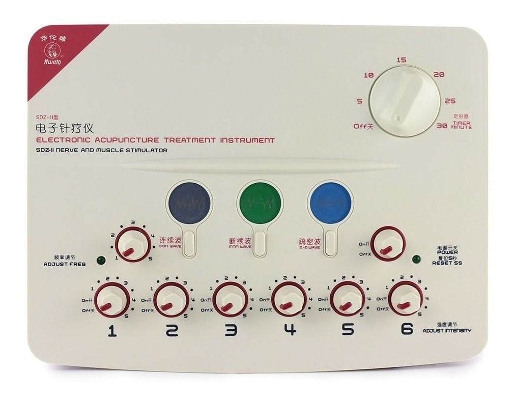 Electroestimulador de Gimnasia y Acupuntura | 6 Canales + 12 Electrodos
