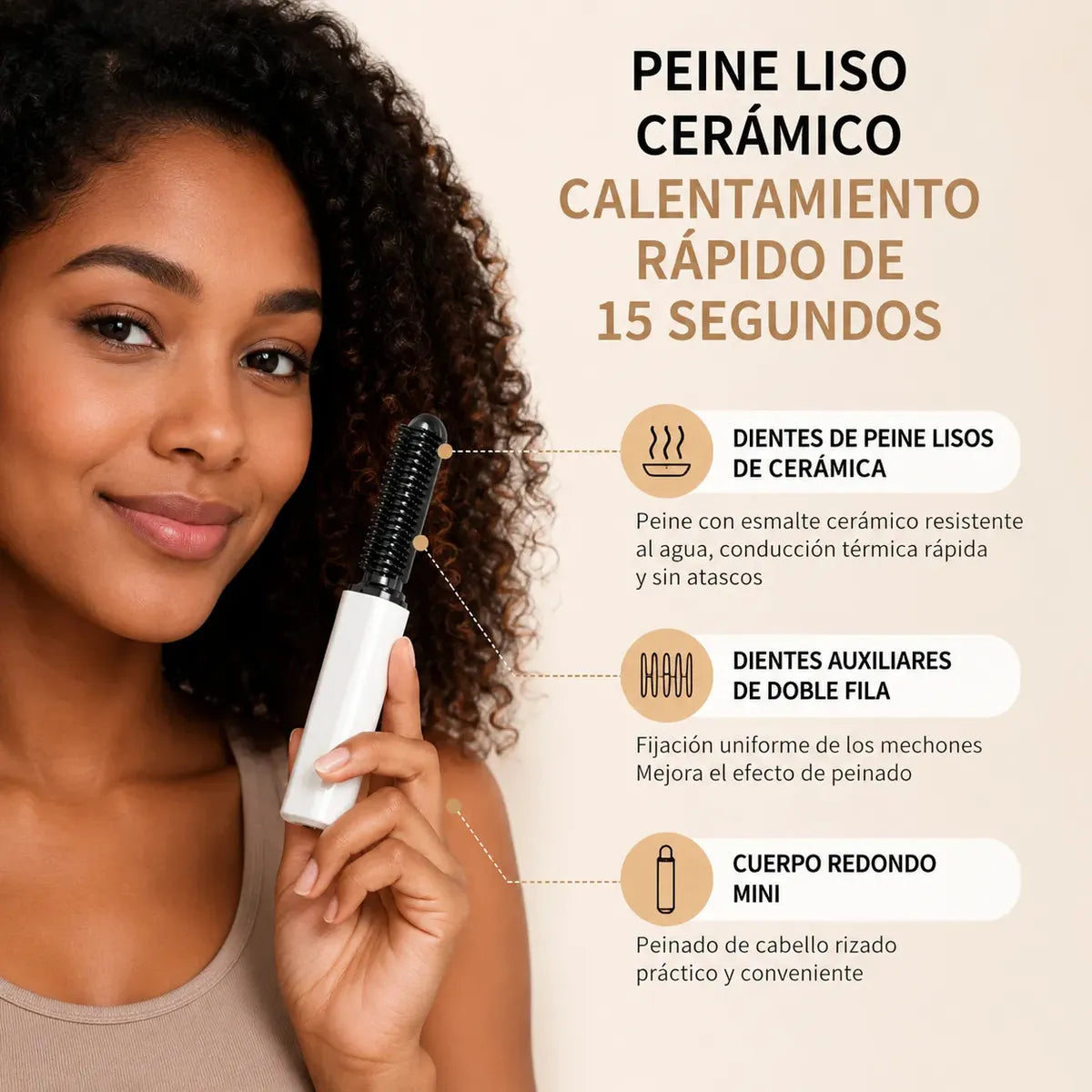 Peine Planchita Alisador Portátil Inalámbrico Anti Frizz Recargable