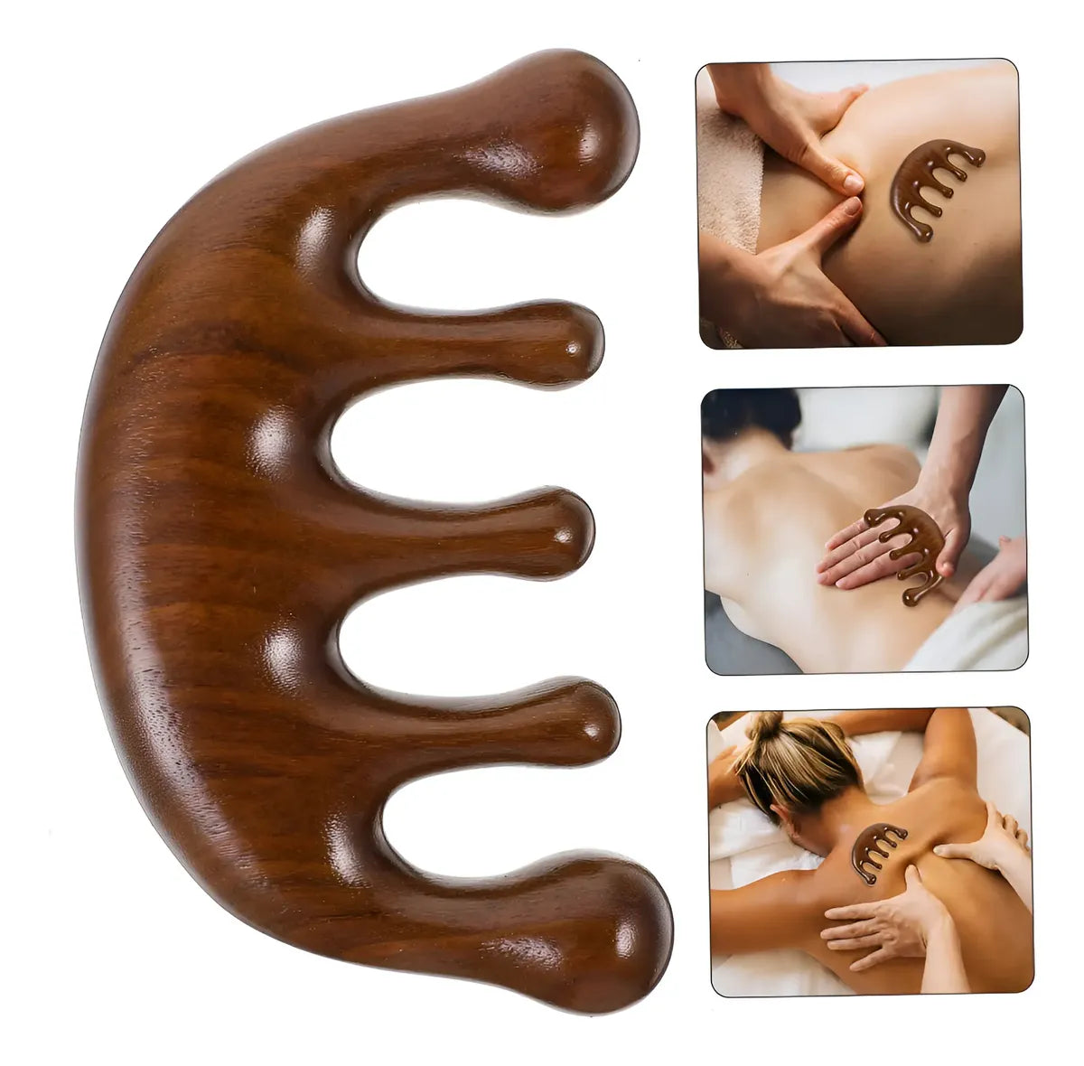 Masajeador facial corporal de madera natural