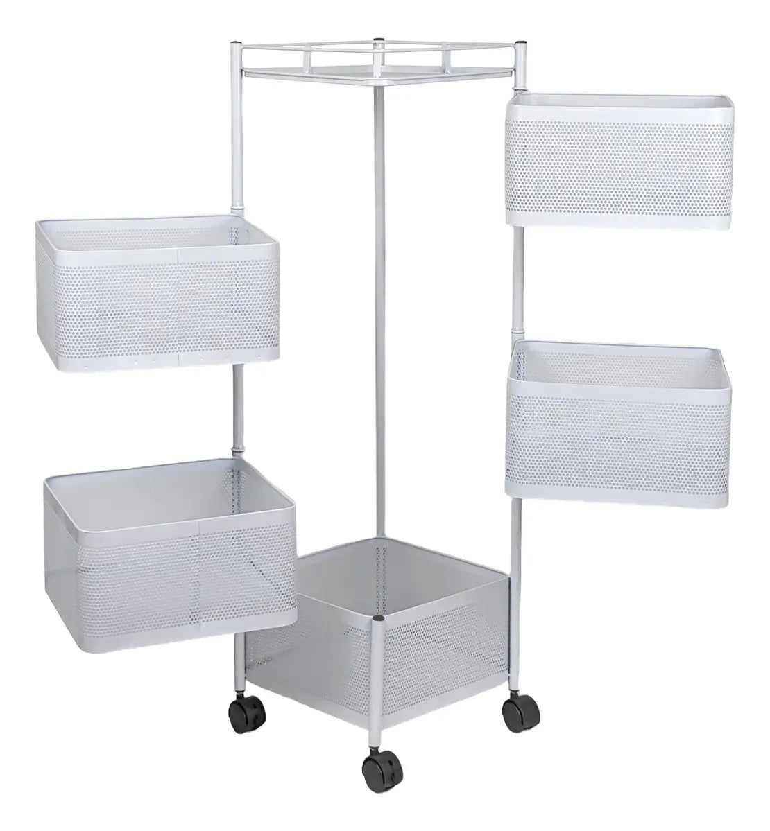 Carro Organizador Metalico 5 Estantes Cuadrados Con Ruedas