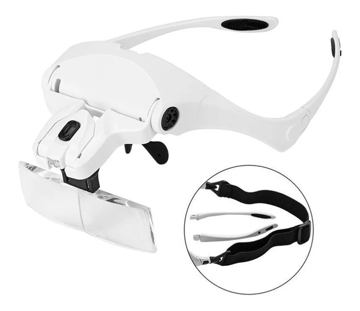 Lámpara Visera con Luz LED y 5 Lupas de Aumento – Modelo Recargable USB