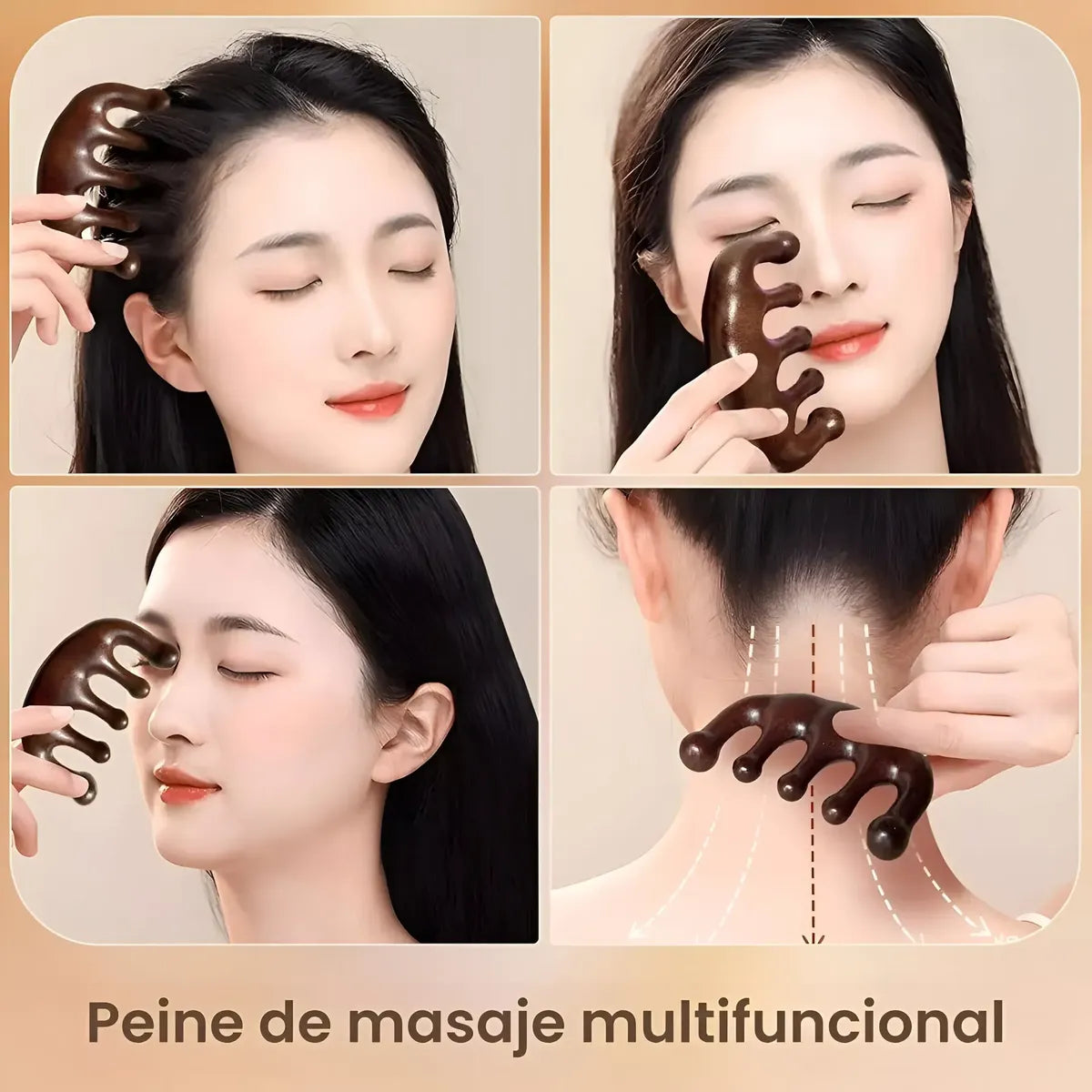 Masajeador facial corporal de madera natural