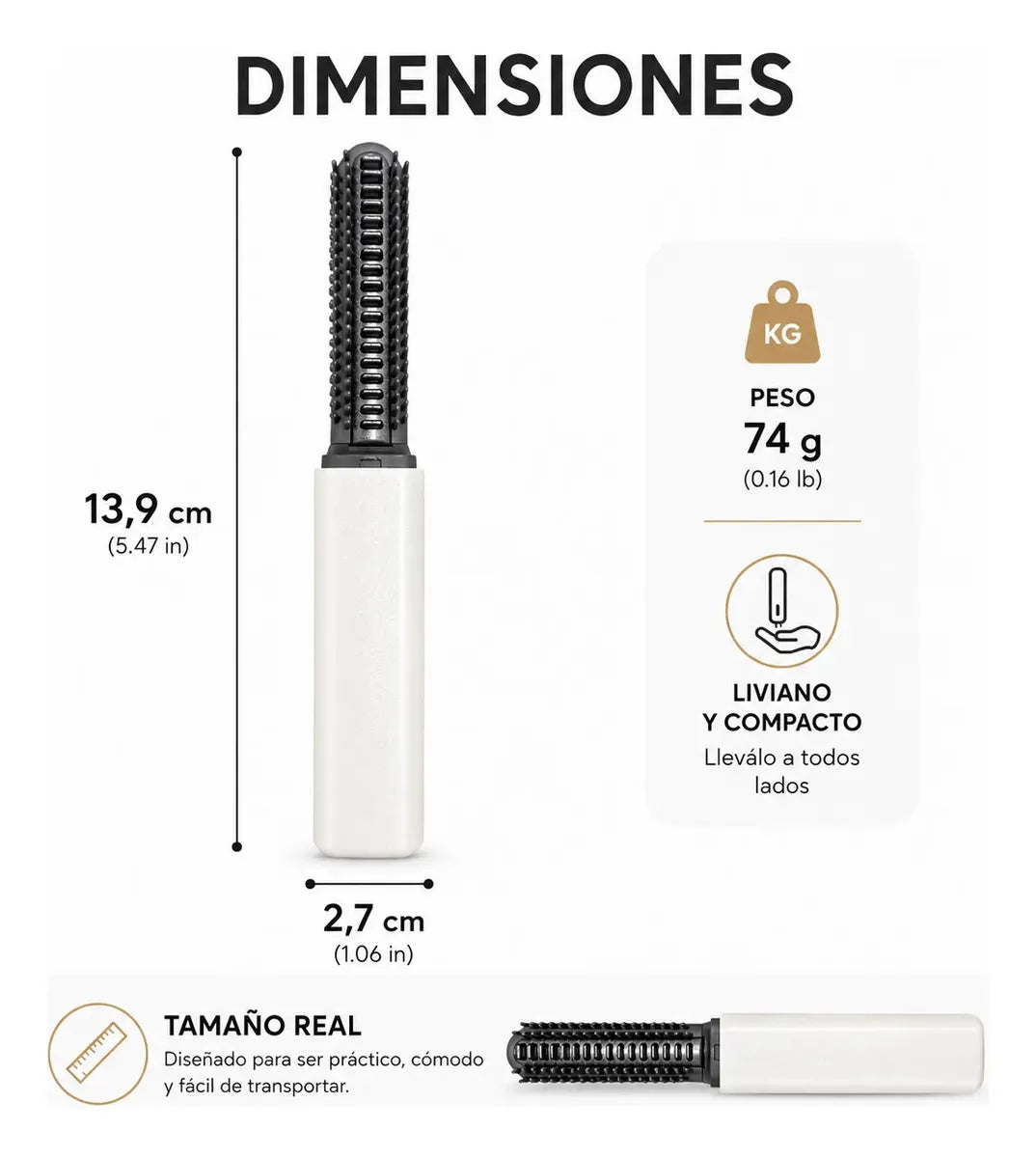 Peine Planchita Alisador Portátil Inalámbrico Anti Frizz Recargable