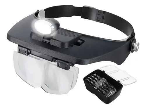 Lampara Visera con Luz LED + 5 Lupas de Aumento Profesional