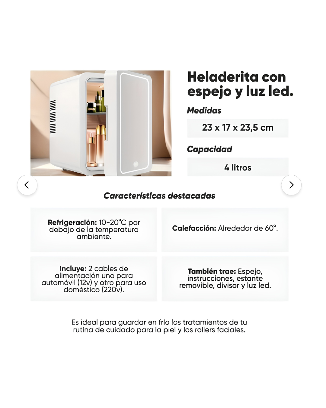 Heladera Electrica 4L Skincare Estetica Masajeadores