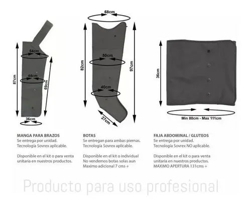 Kit de Presoterapia Secuencial – Botas + Faja Abdominal + Manga para Brazo