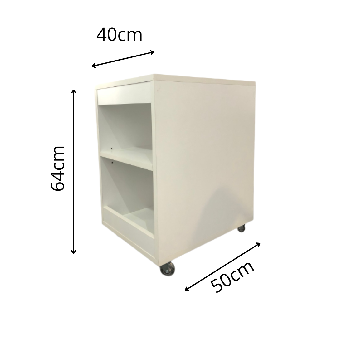 Mesa Auxiliar Blanca con Estantes