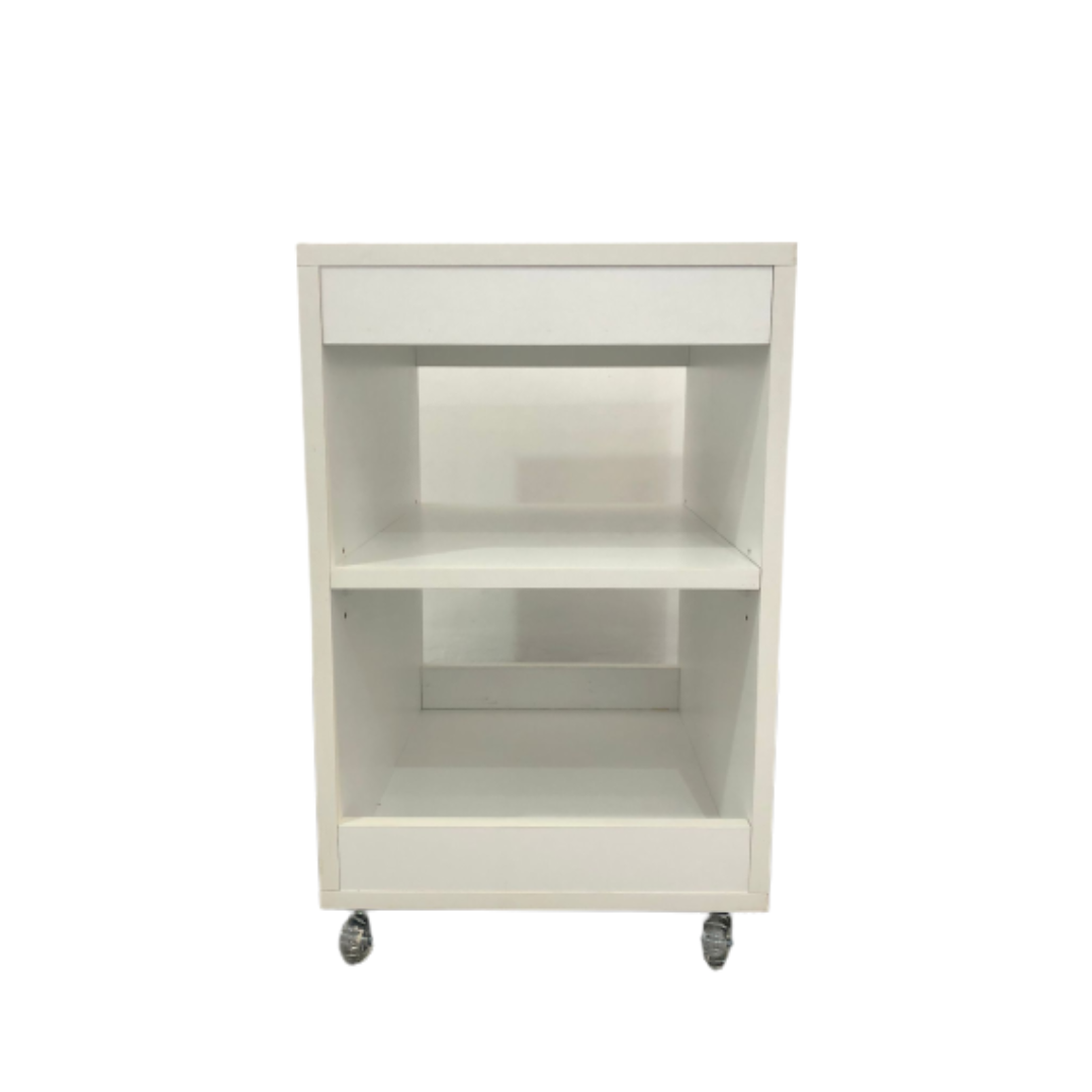 Mesa Auxiliar Blanca con Estantes