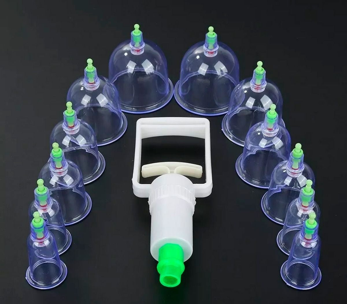 Ventosas Chinas con Pistola de Vacío – Set Profesional x12 Copas + Acupresor