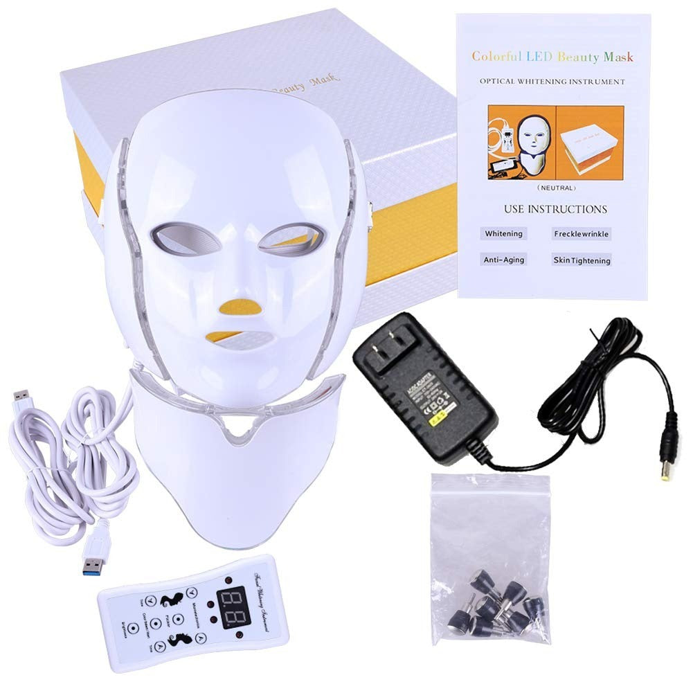 Máscara LED Facial 7 Colores con Cuello