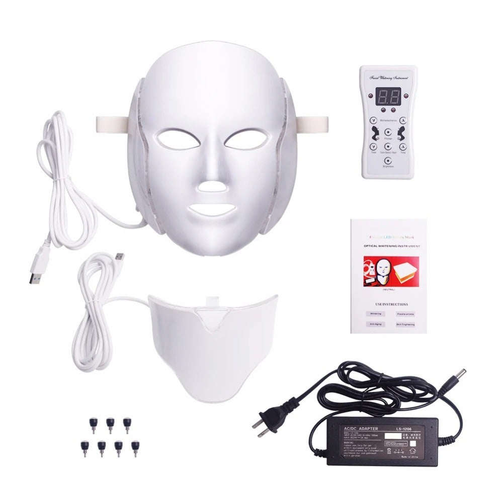 Máscara LED Facial 7 Colores con Cuello